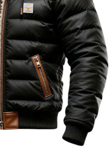 Veste matelassée à capuche pour homme à finitions contrastantes