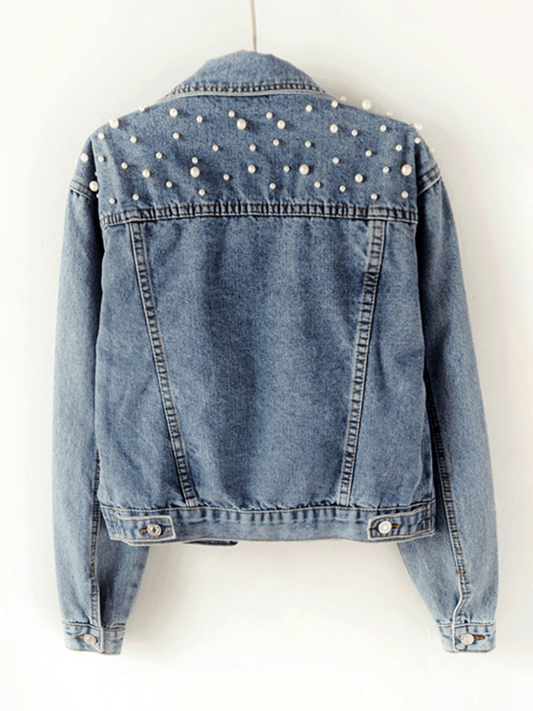 Liora | Veste effet denim ornée de perles