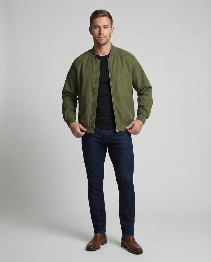 Jasper | Bomber uni à fermeture zippée sur le devant