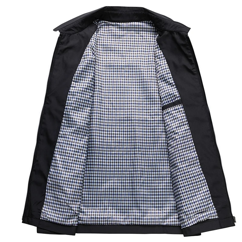 Levin | Veste zippée unie à doublure à carreaux