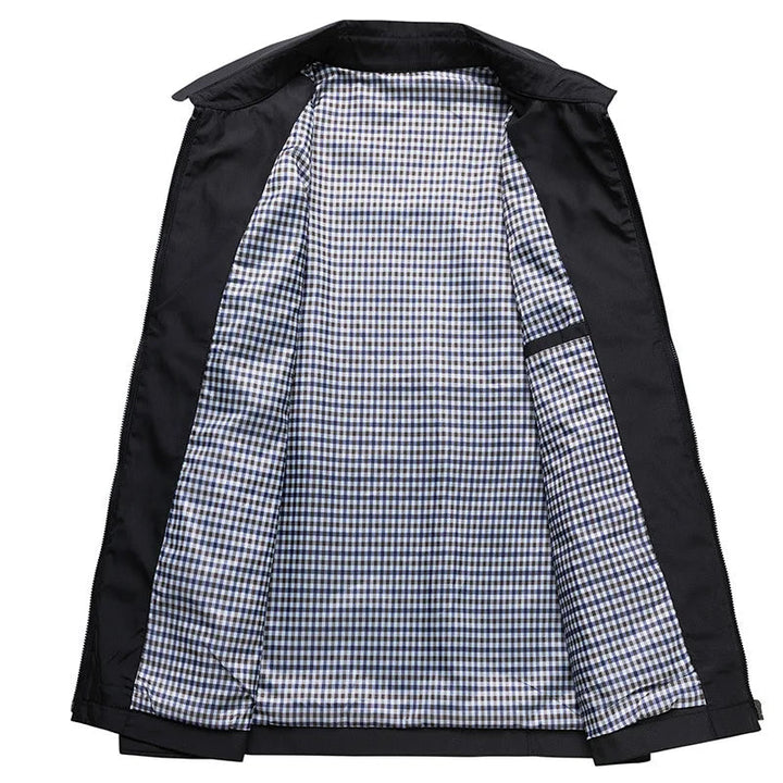 Levin | Veste zippée unie à doublure à carreaux