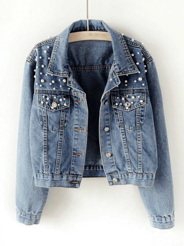 Liora | Veste effet denim ornée de perles
