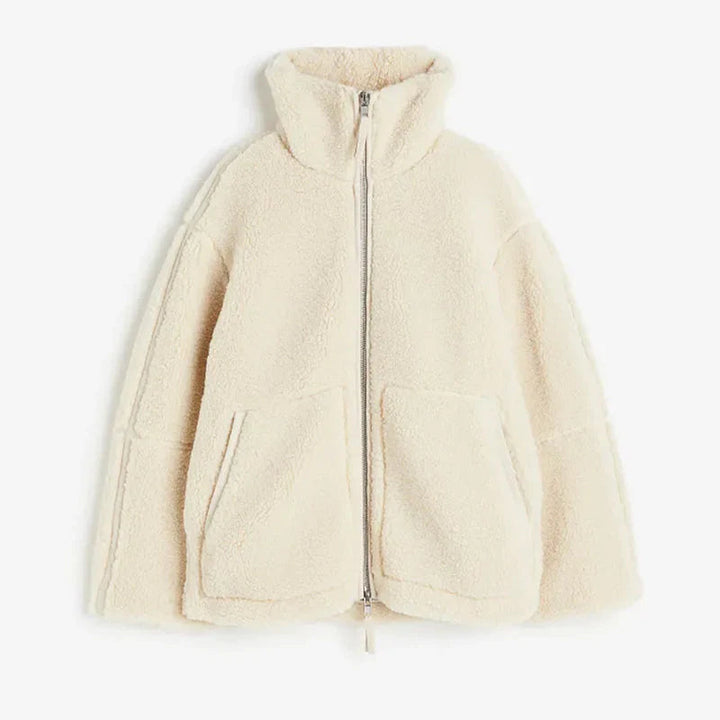 Mara | Veste zippée en tissu pelucheux à col montant