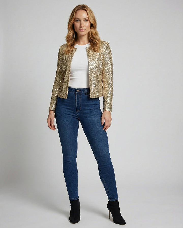 Mara | Veste courte à texture pailletée