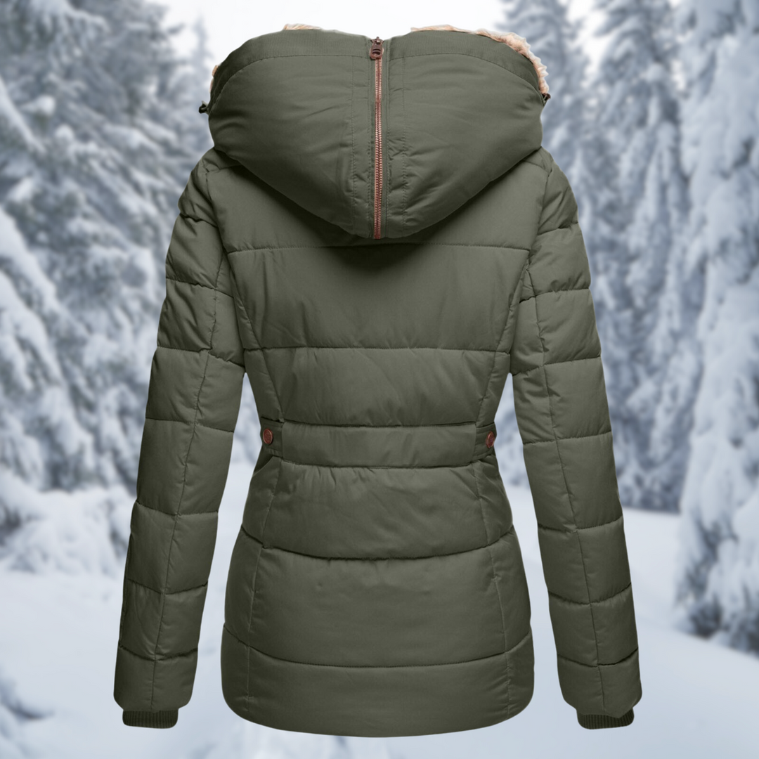 Elara | Chaqueta acolchada con capucha y cremallera en contraste
