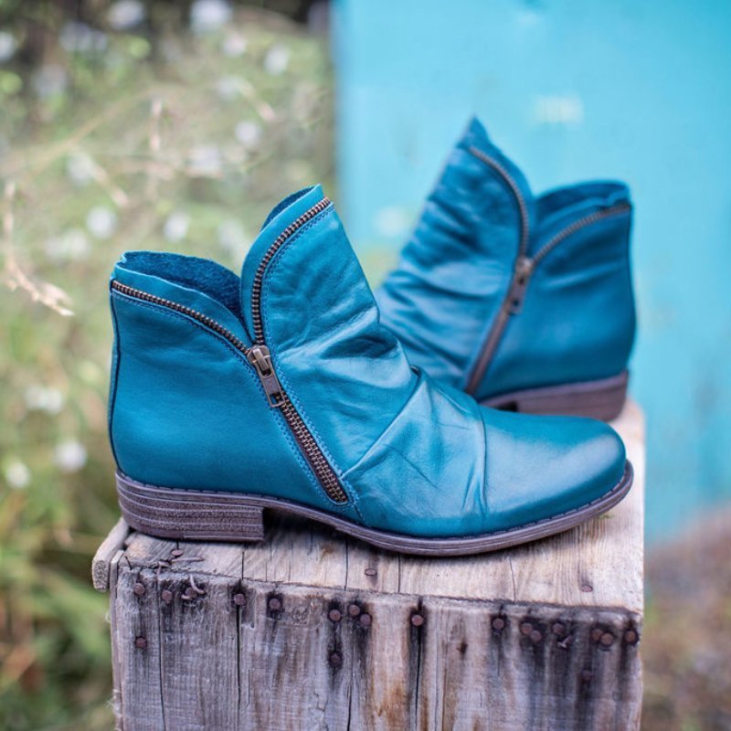 Mira | Ruched Diagonal-Zip Ankle Boots