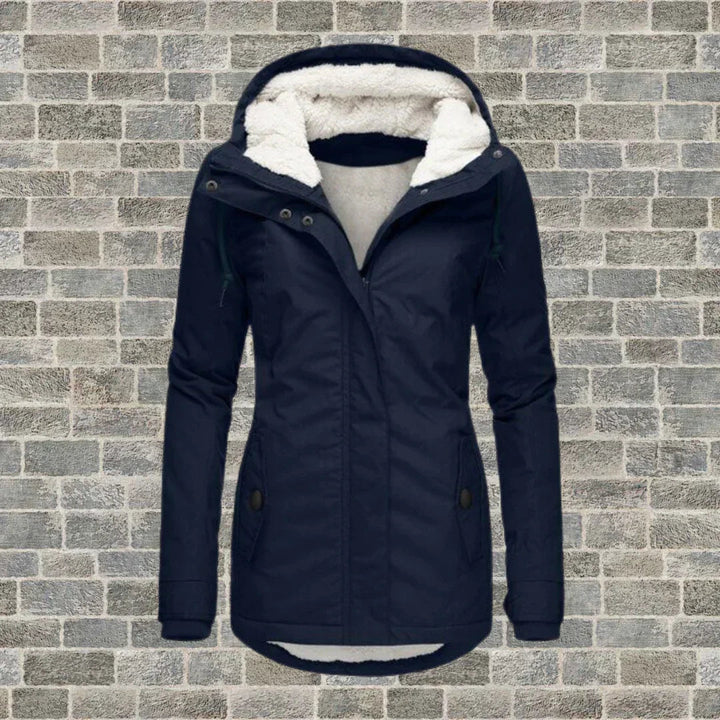 Mara | Chaqueta con cremallera y capucha afelpada de diseño