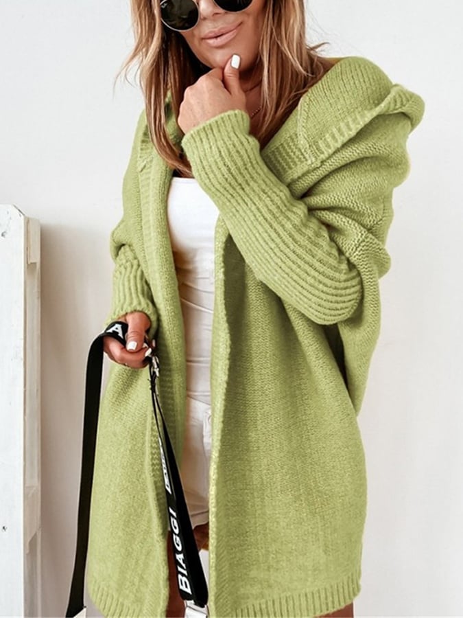 Lia | Strickjacke mit Kapuze und gerippten Ärmeln