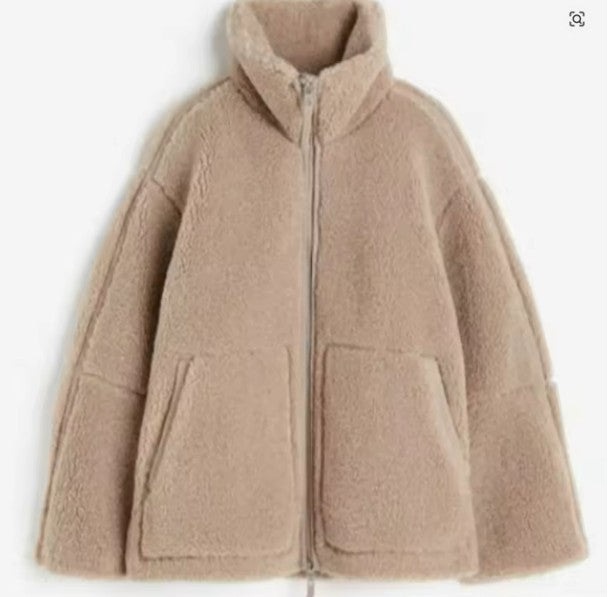 Mara | Veste zippée en tissu pelucheux à col montant