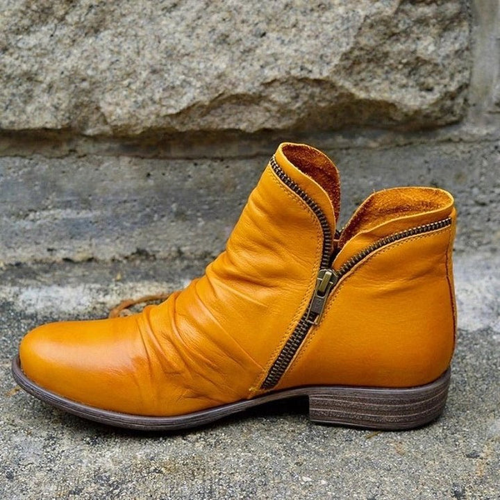 Mira | Ruched Diagonal-Zip Ankle Boots
