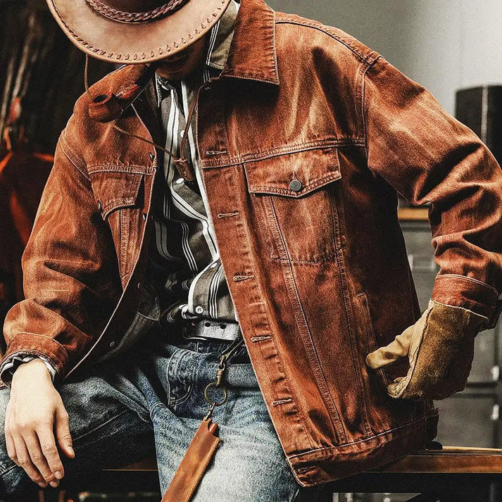 Mateo | Chaqueta de estilo camionero de efecto cuero desgastado