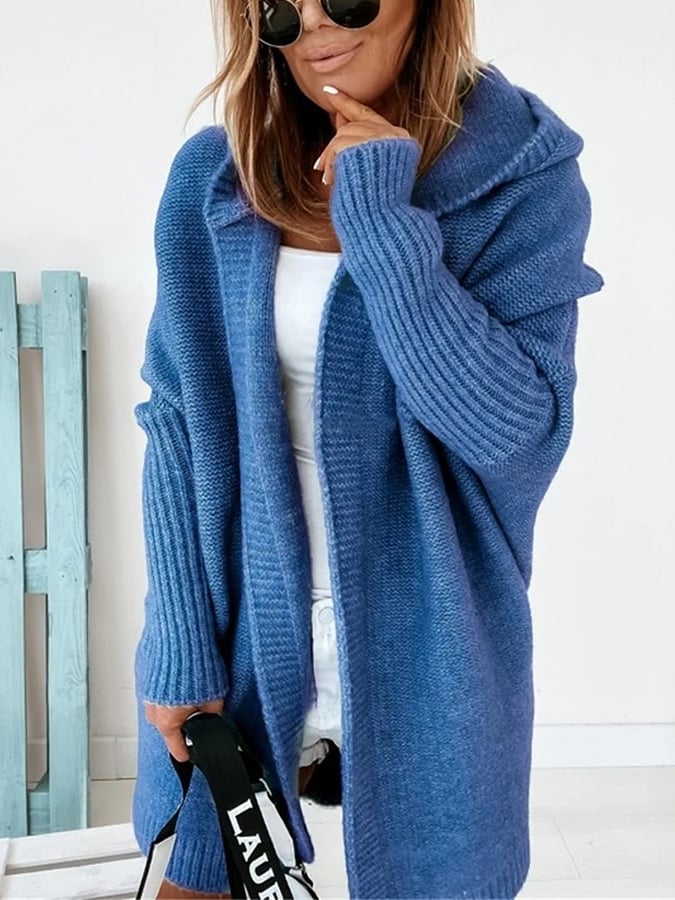 Lia | Strickjacke mit Kapuze und gerippten Ärmeln
