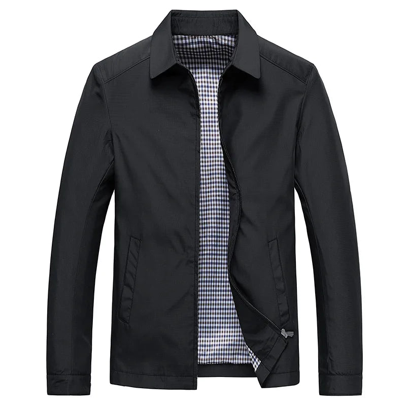 Levin | Veste zippée unie à doublure à carreaux