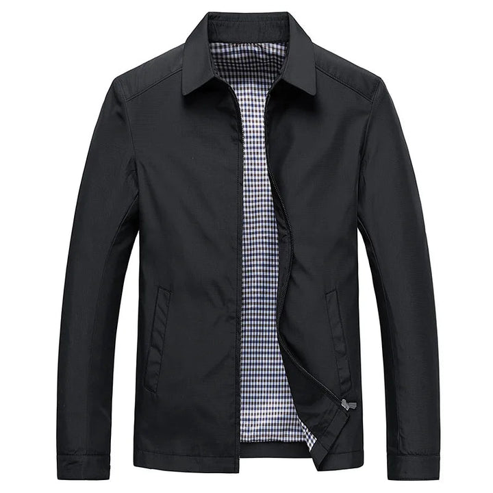 Levin | Veste zippée unie à doublure à carreaux
