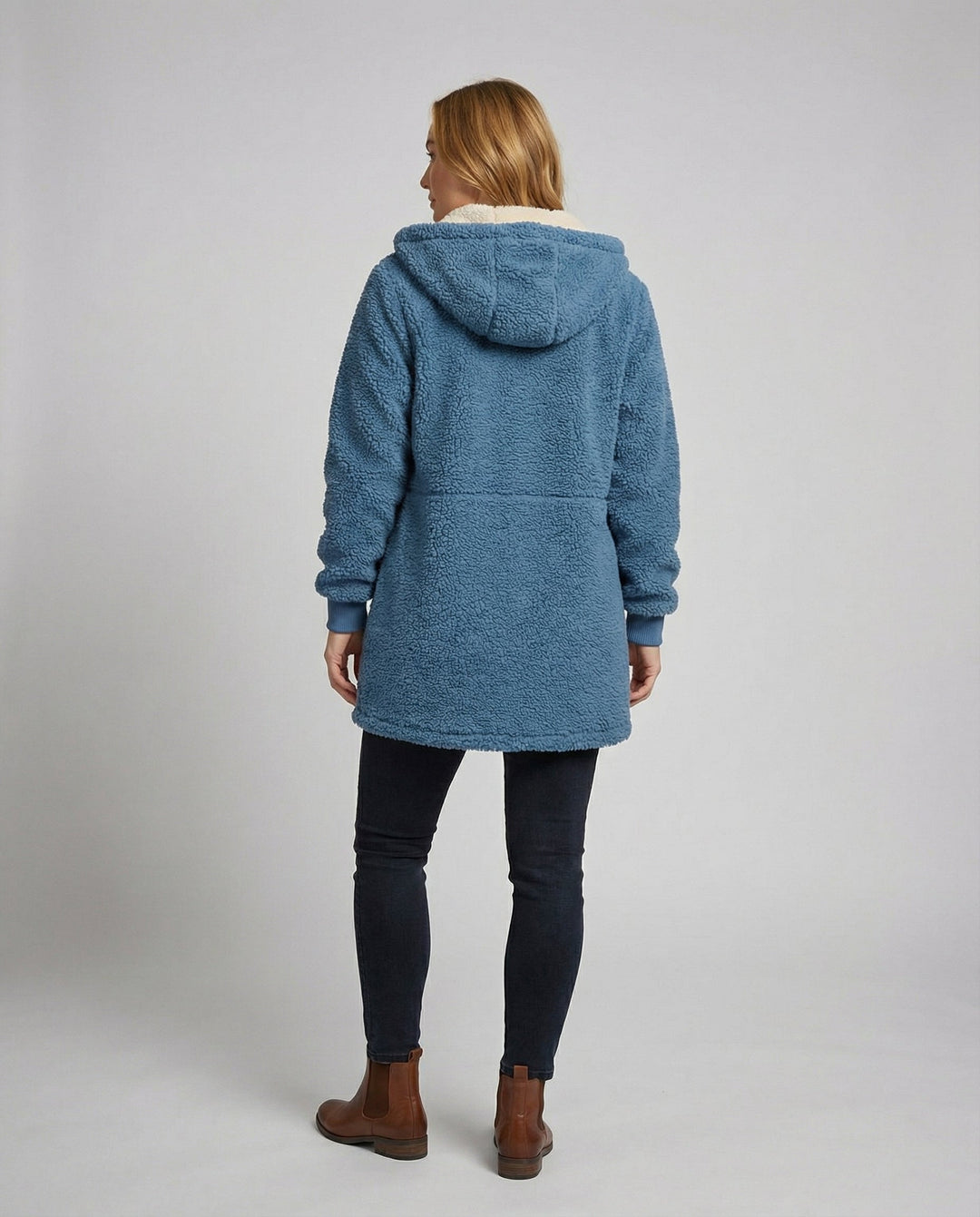 Mira | Long sweat à capuche en polaire à doublure contrastante