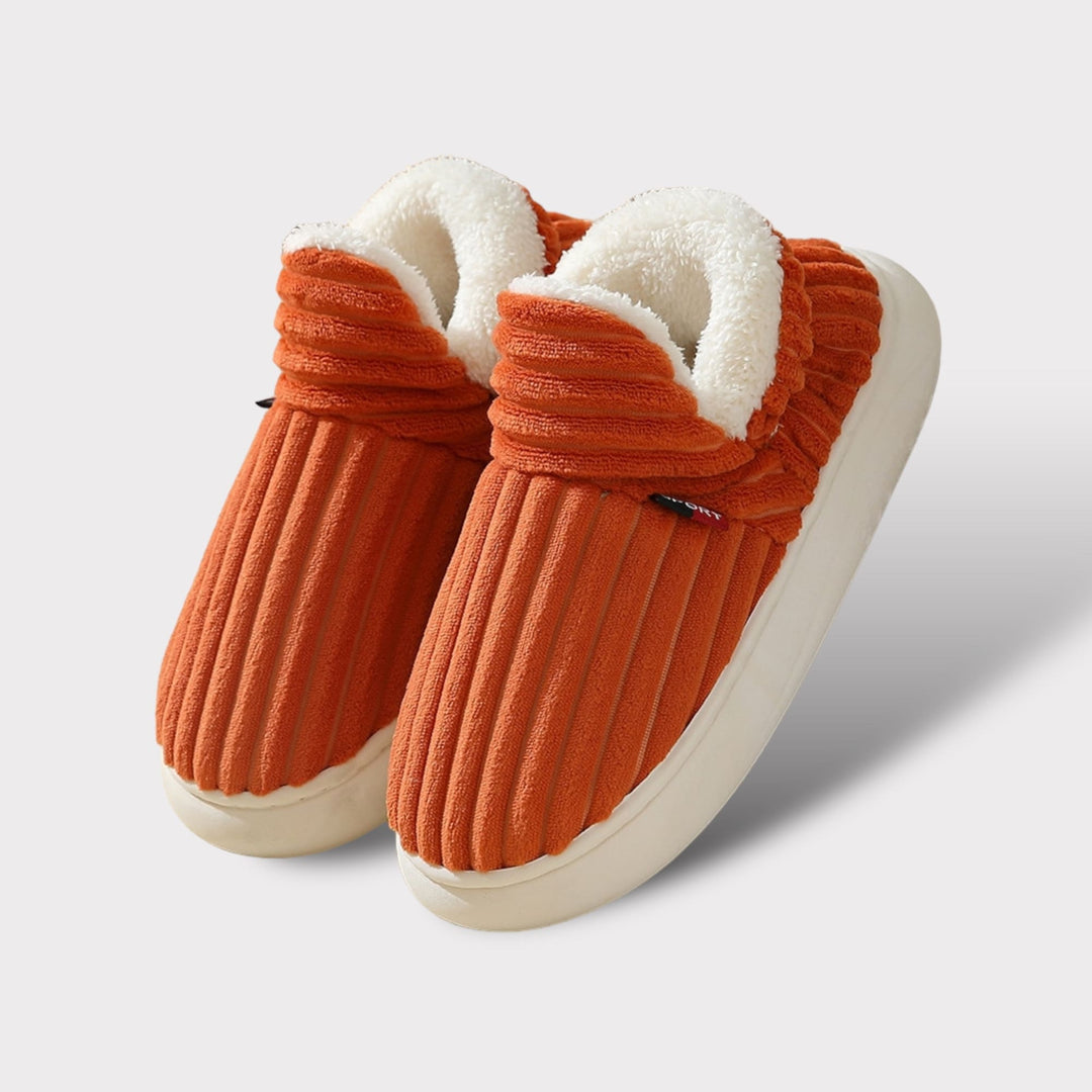 Emil | Pantofole a coste con collo in peluche