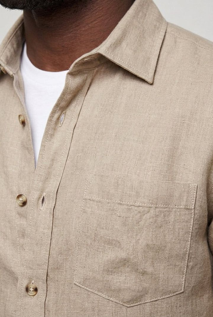 Overhemdjas voor heren in zandkleur | Regular fit en zomerse stijl