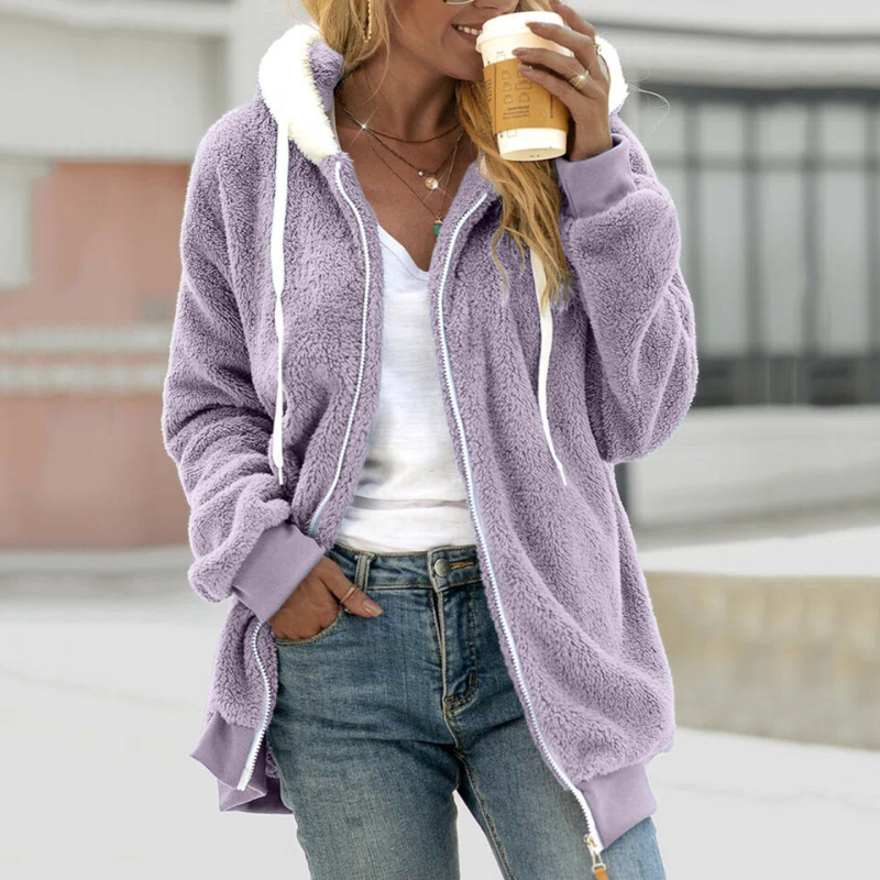 Elin | Felpa con cappuccio e zip, dalla texture morbida