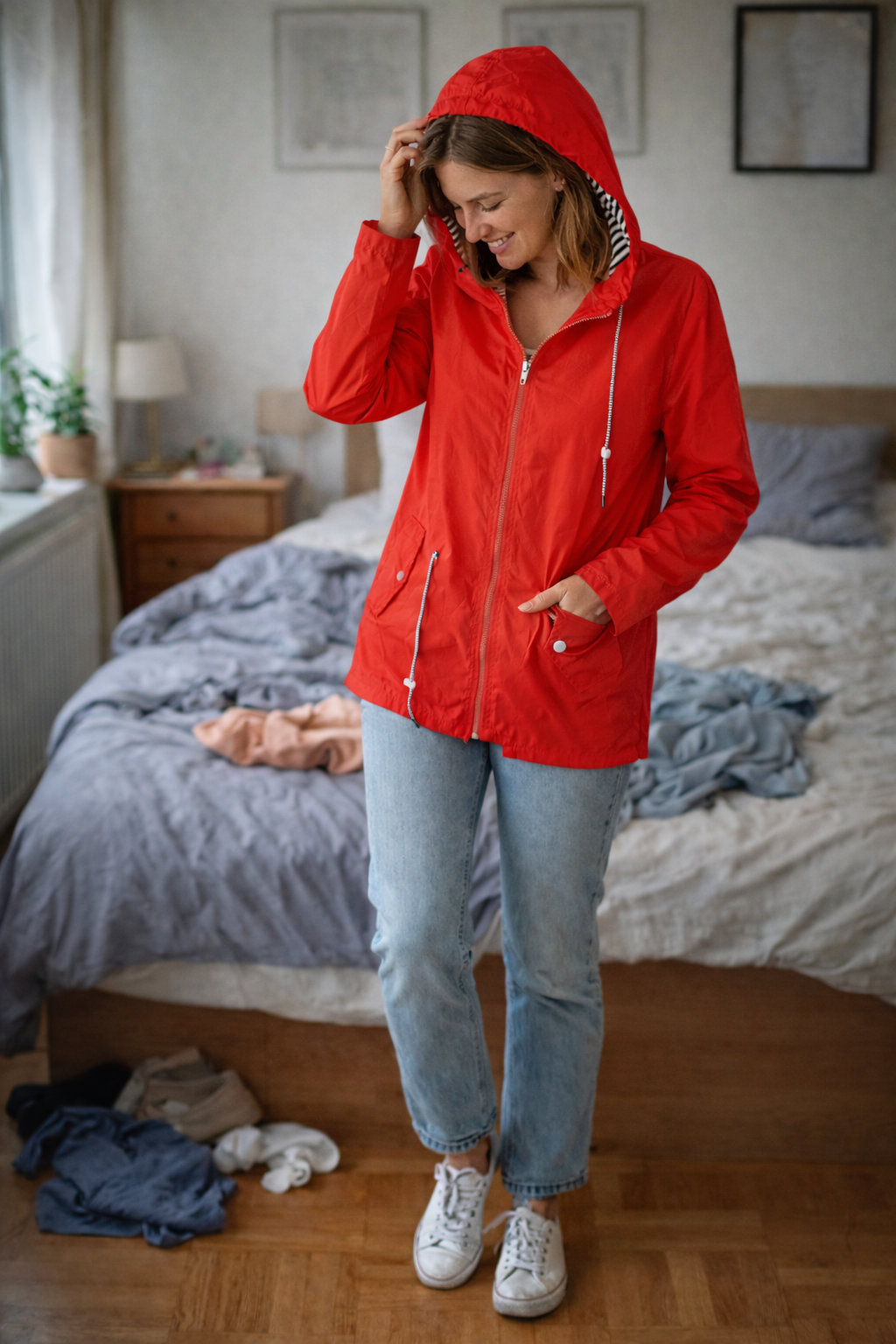 Lea | Veste zippée à capuche et intérieur rayé