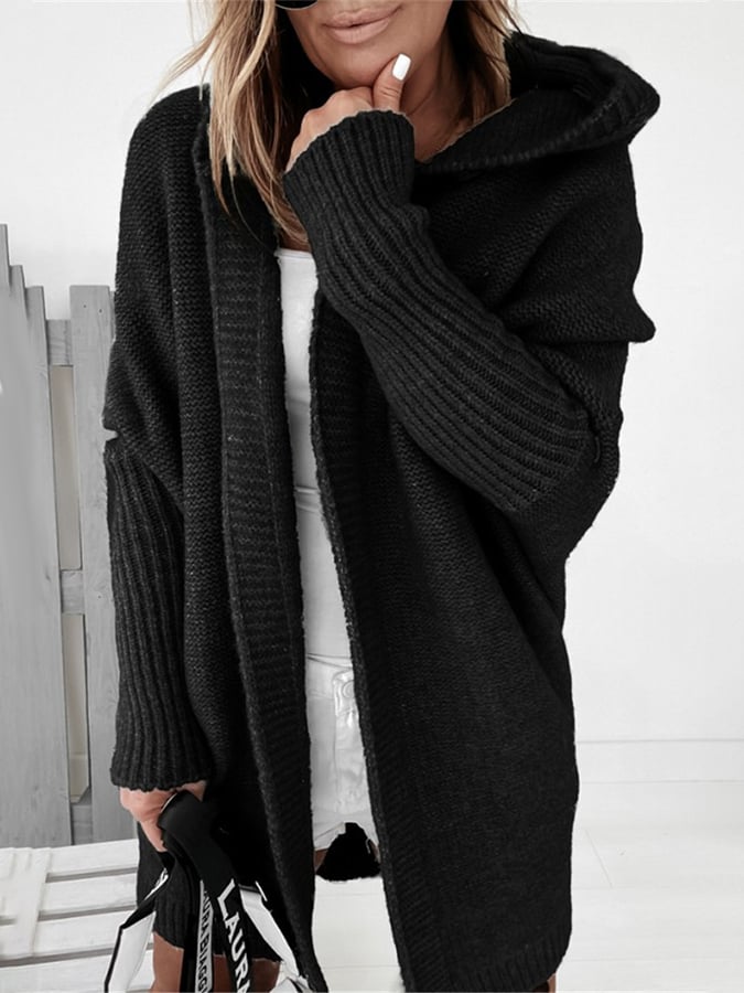Lia | Strickjacke mit Kapuze und gerippten Ärmeln