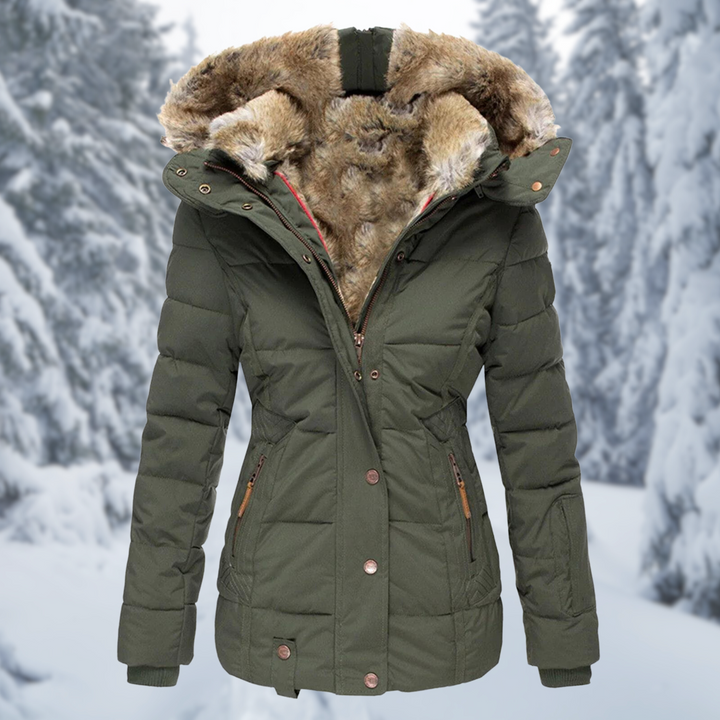 Elara | Chaqueta acolchada con capucha y cremallera en contraste