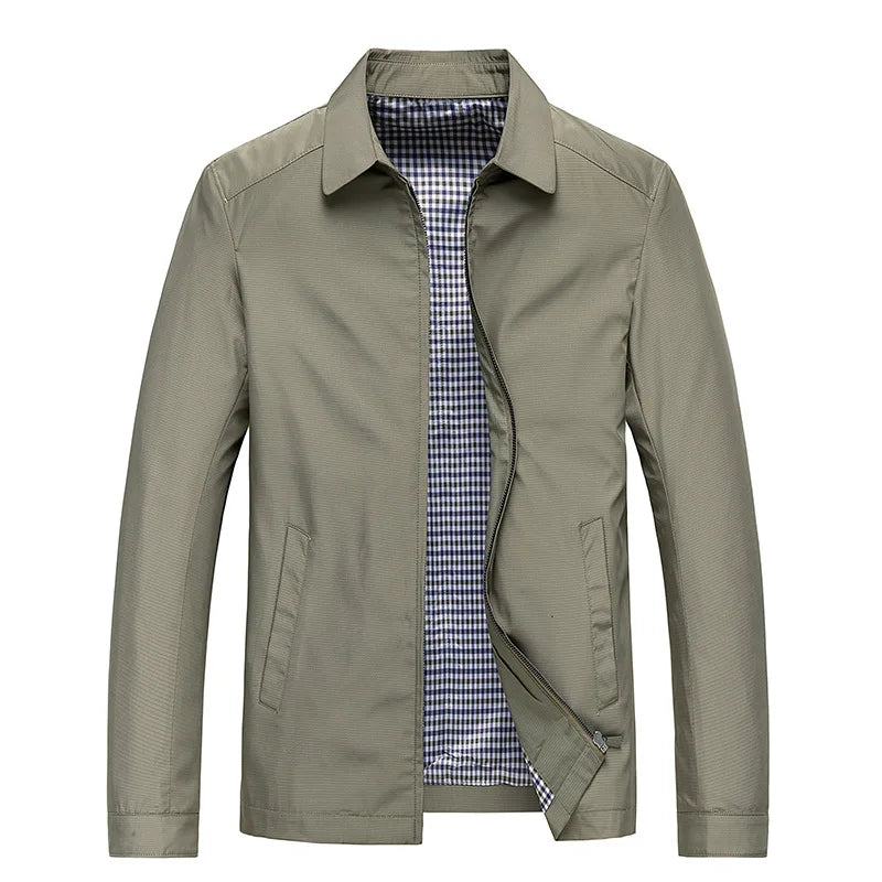 Levin | Veste zippée unie à doublure à carreaux