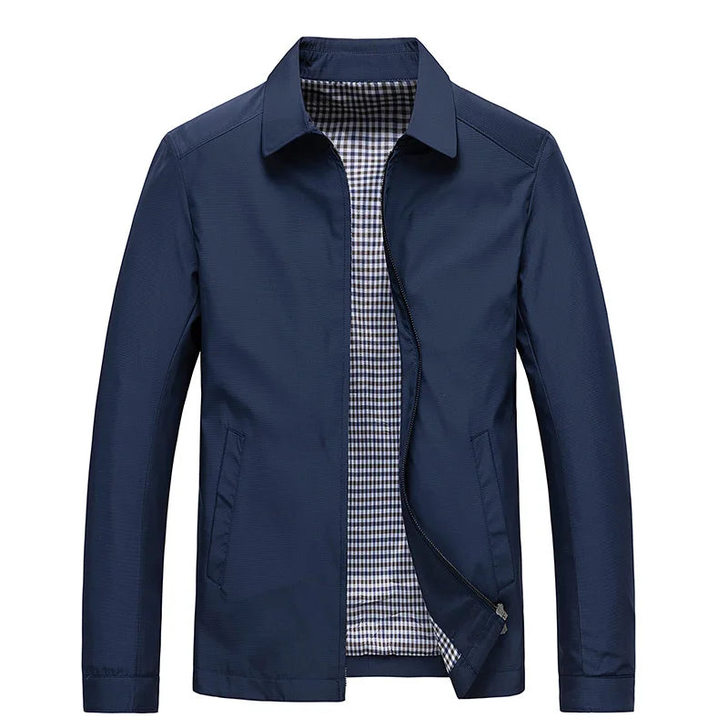 Levin | Veste zippée unie à doublure à carreaux