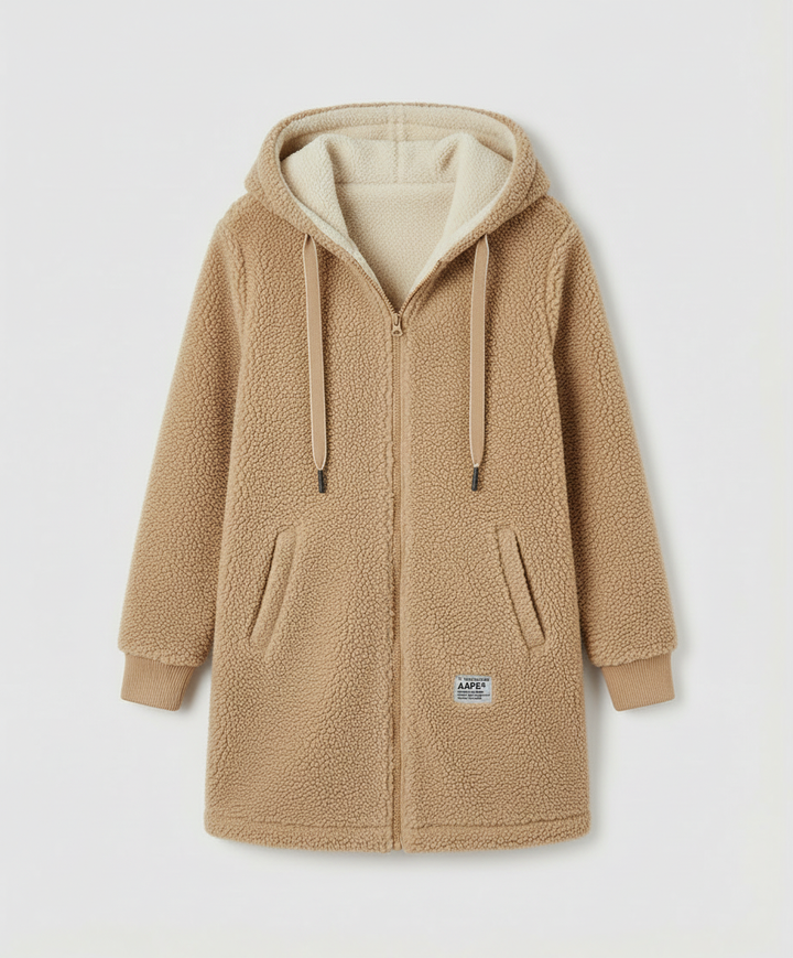 Mira | Long sweat à capuche en polaire à doublure contrastante
