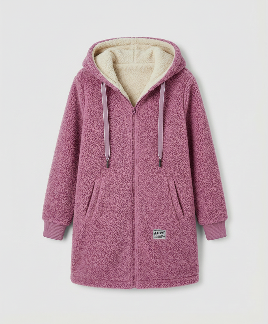 Mira | Long sweat à capuche en polaire à doublure contrastante