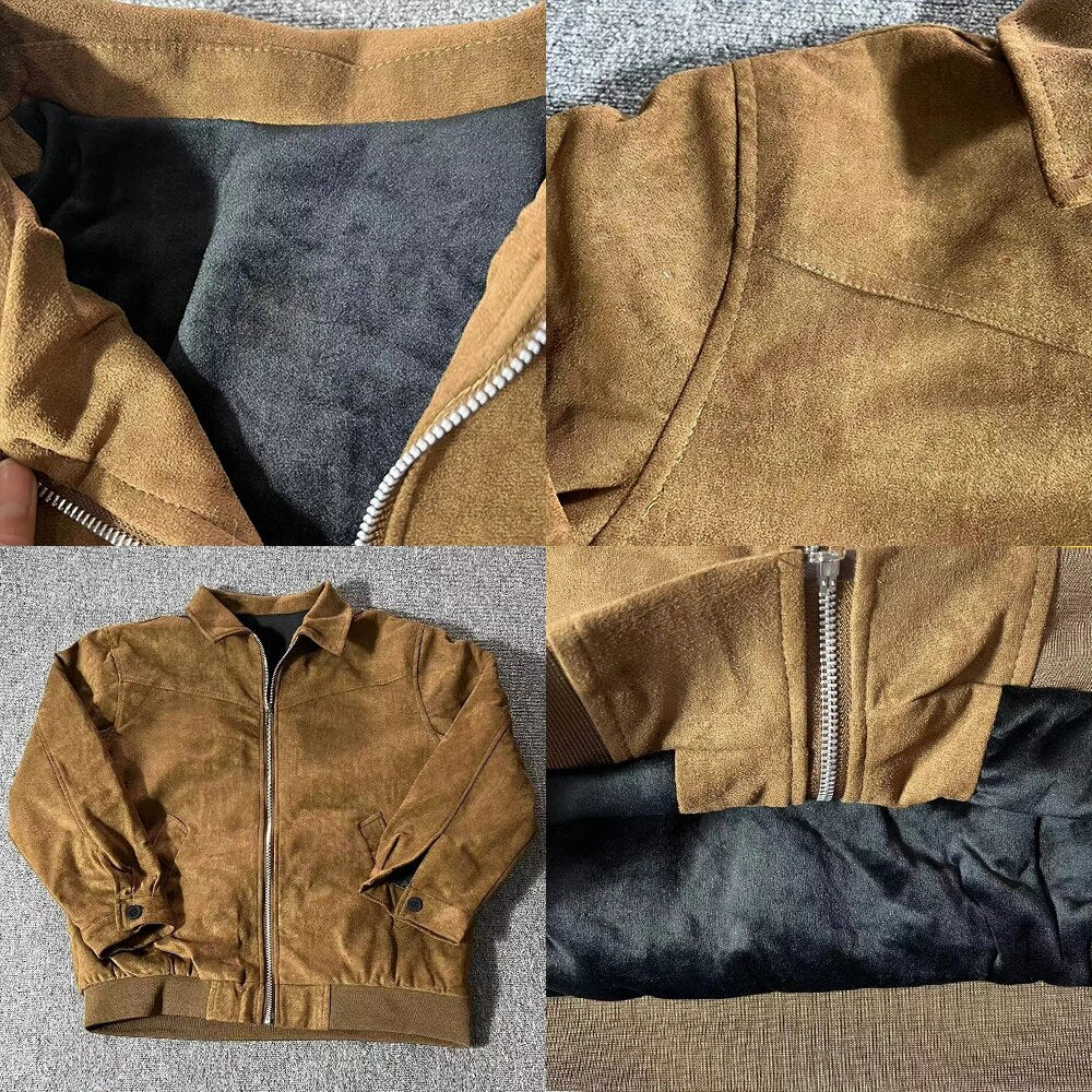 Leif | Chaqueta con cremallera, costuras en el canesú y acabado de ante