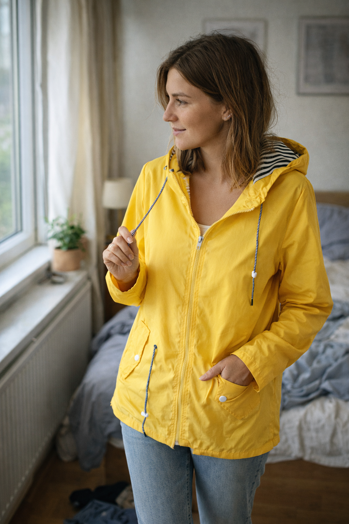 Lea | Veste zippée à capuche et intérieur rayé