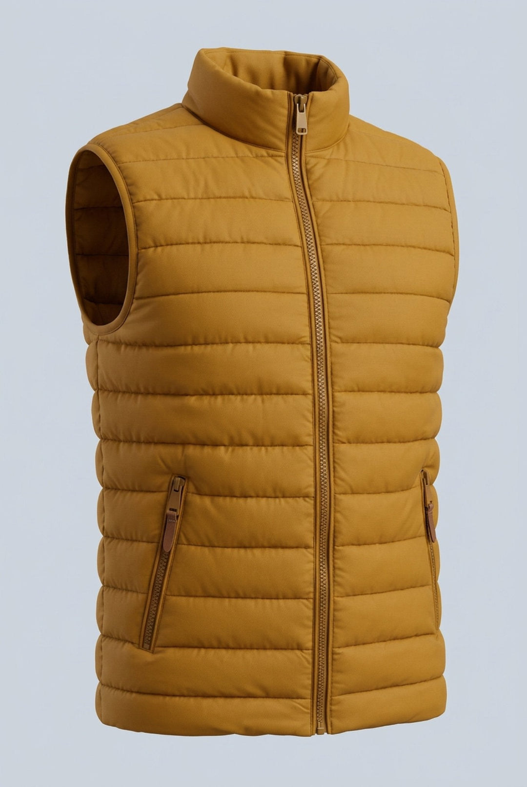 Gewatteerde bodywarmer voor heren | Kurkumageel en regular fit voor elke dag