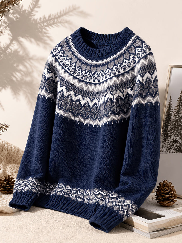 Ines | Maglione blu lavorato a maglia