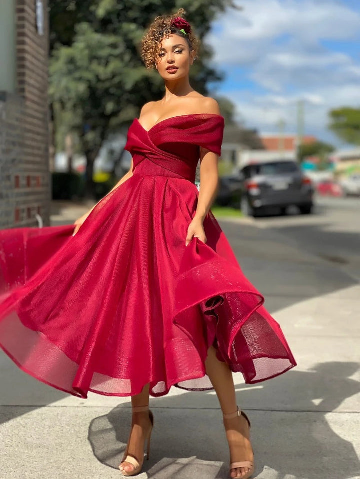 Elegant off-shoulder bridesmaid dress