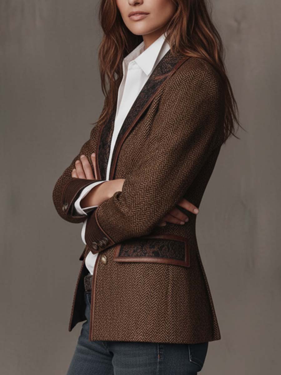 Caroline | Blazer texturé à revers contrastants