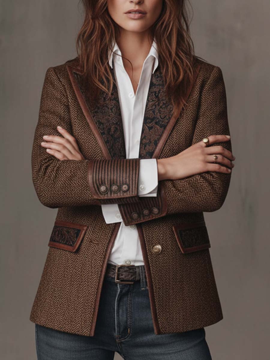 Caroline | Blazer texturé à revers contrastants