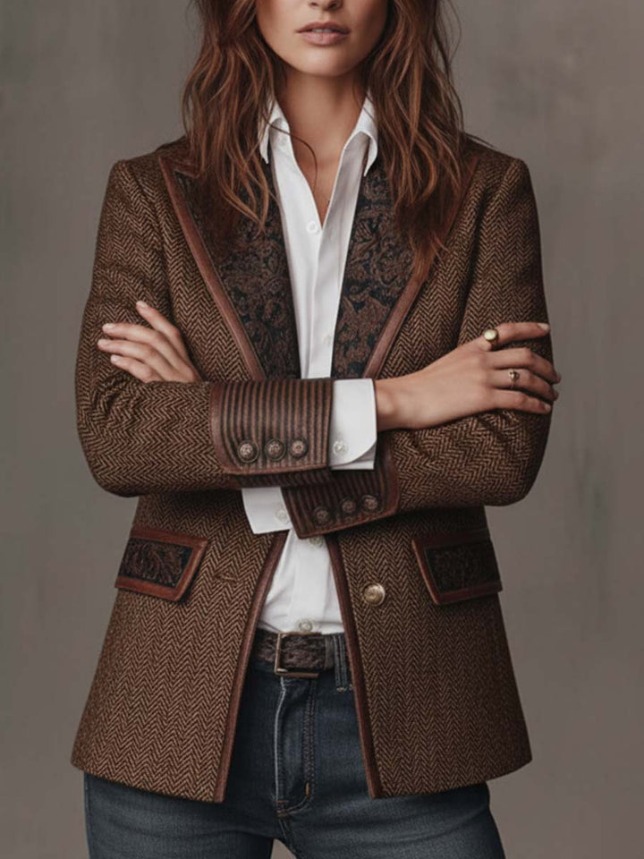 Caroline | Blazer texturé à revers contrastants