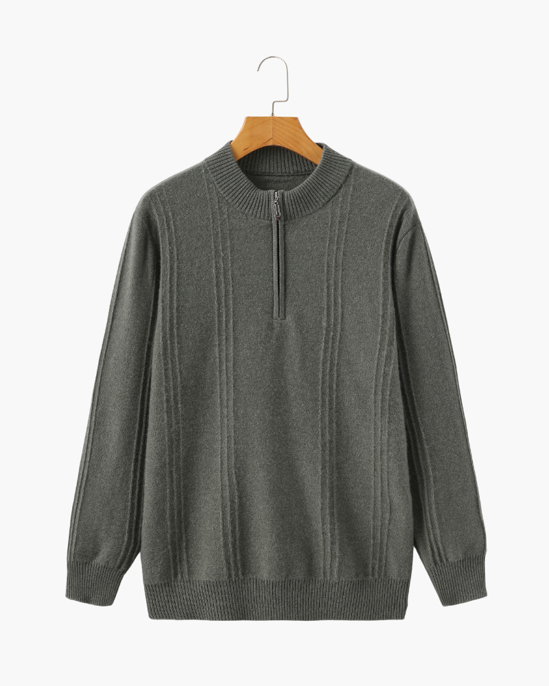 Kaschmirpullover mit halbem Reißverschluss | Premium-Komfort