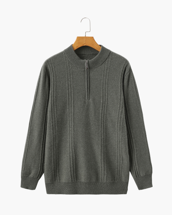 Kaschmirpullover mit halbem Reißverschluss | Premium-Komfort