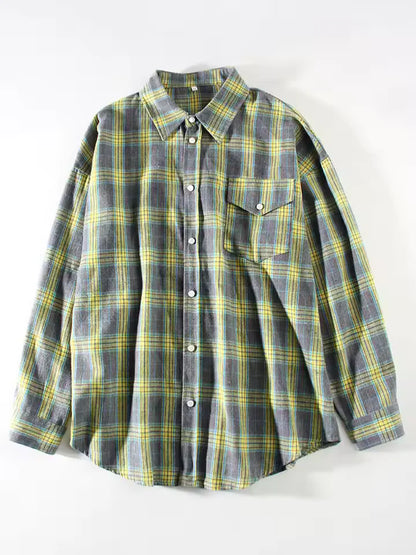LEANDRA™|CAMICIA A QUADRI OVERSIZE VINTAGE
