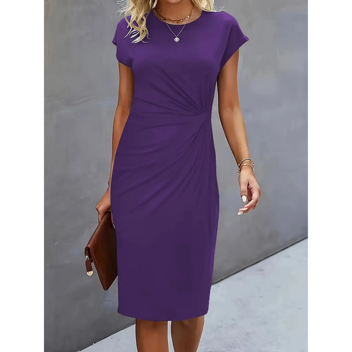 Short Sleeve Ruched Midi Dress