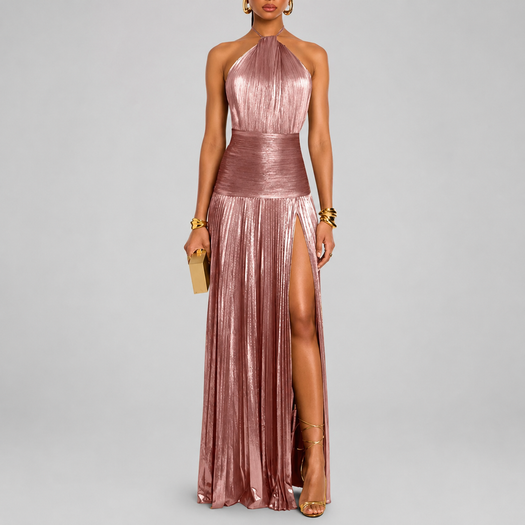 Vestido largo y elegante con pliegues «Aurora»