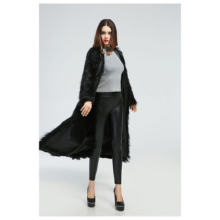Faux Fur Long Sleeve Maxi Dress