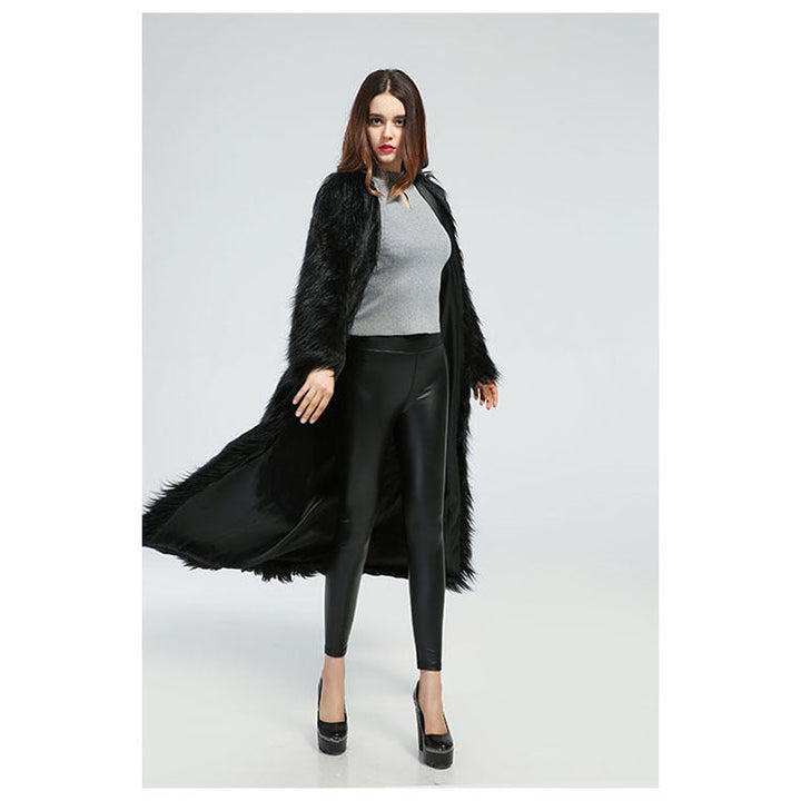 Faux Fur Long Sleeve Maxi Dress