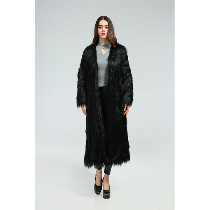 Faux Fur Long Sleeve Maxi Dress
