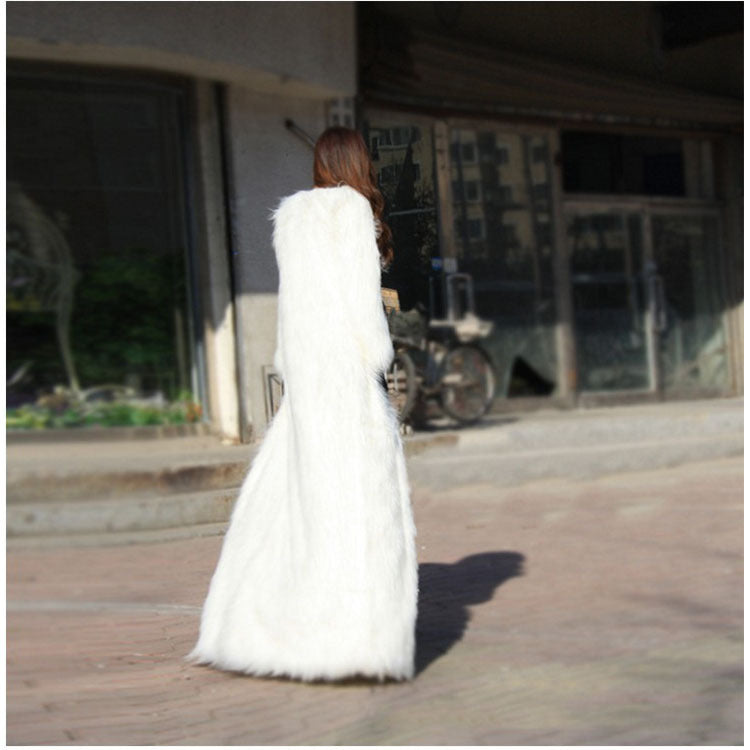Faux Fur Long Sleeve Maxi Dress