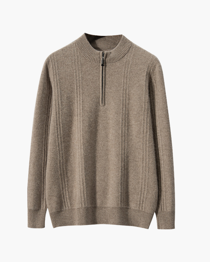 Kaschmirpullover mit halbem Reißverschluss | Premium-Komfort