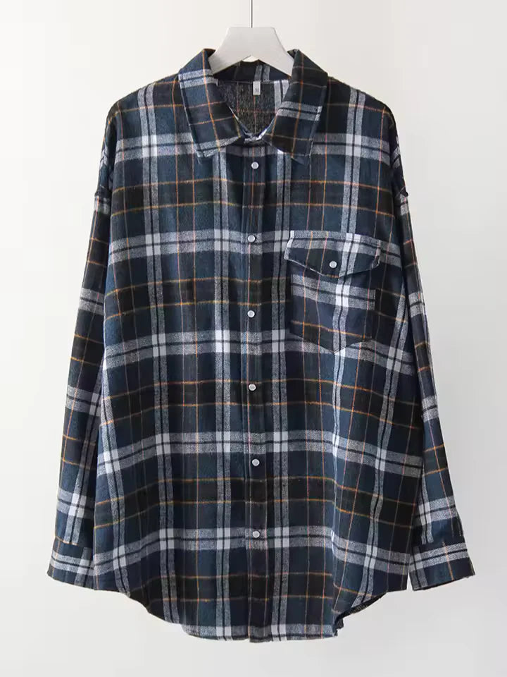 LEANDRA™|CAMICIA A QUADRI OVERSIZE VINTAGE