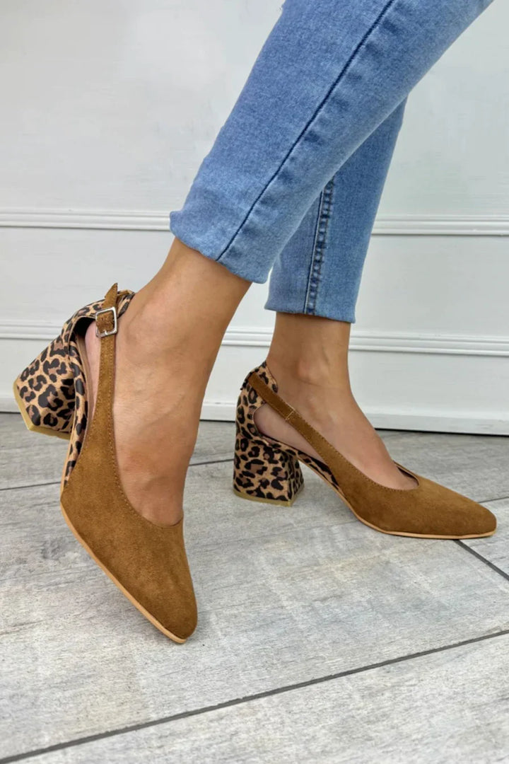 SLINGBACK PUMP WITH LEOPARD HEEL