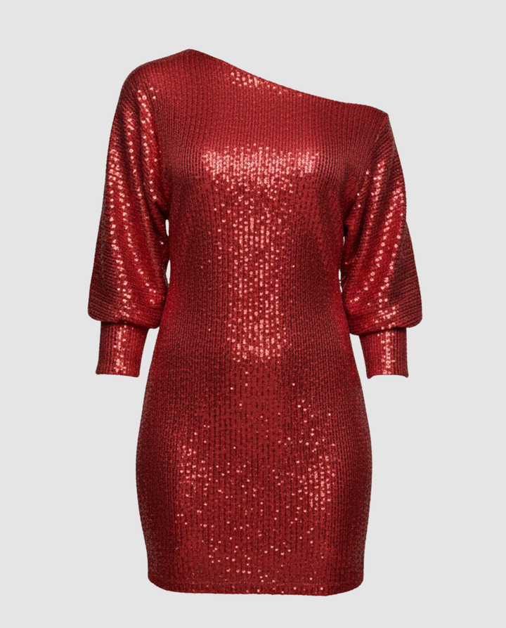 Sequined One Shoulder Mini Dress